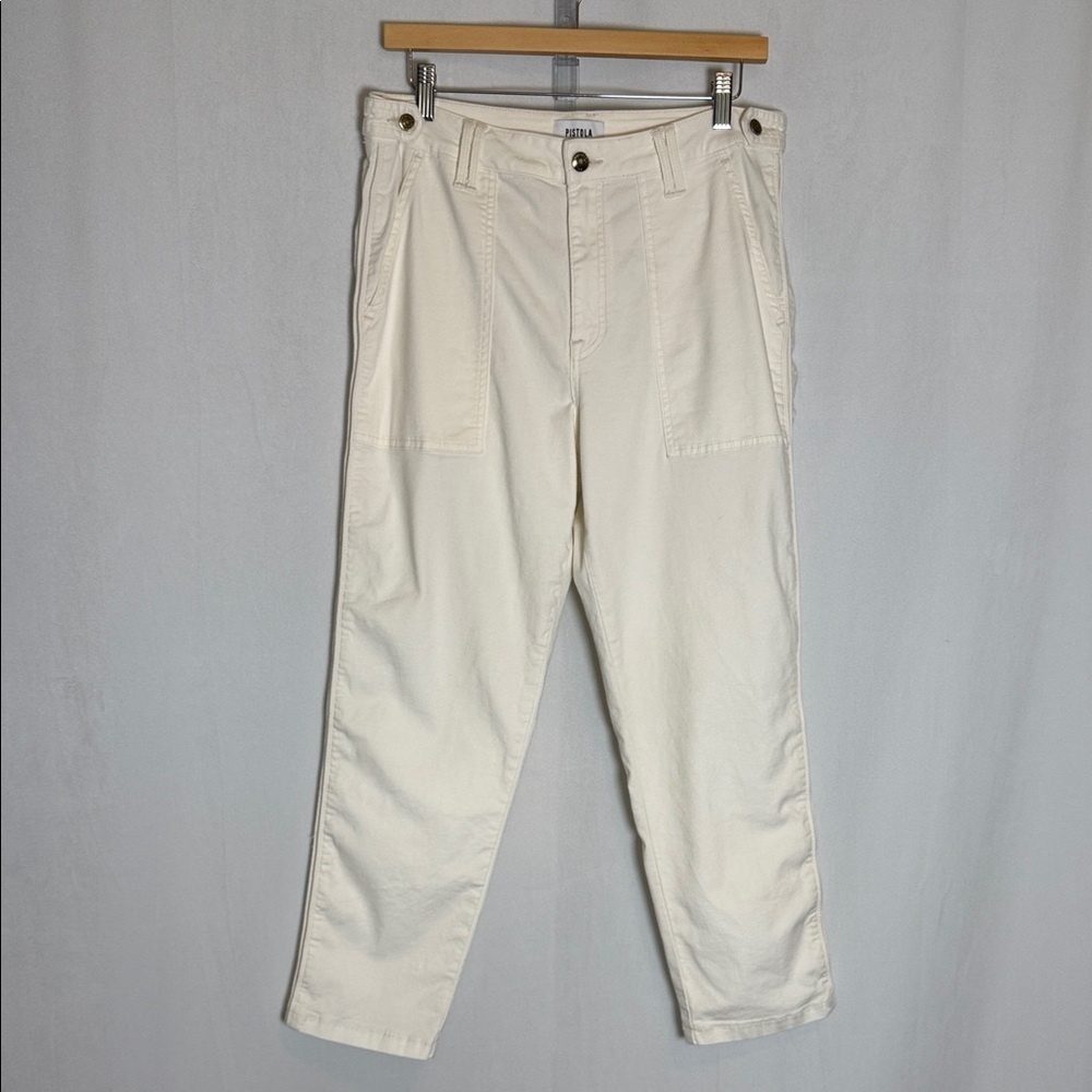 Pistola Women's Ivory Patch Pocket Pants Size 31 in Ivory High Rise Ankle Casual - Picture 1 of 12